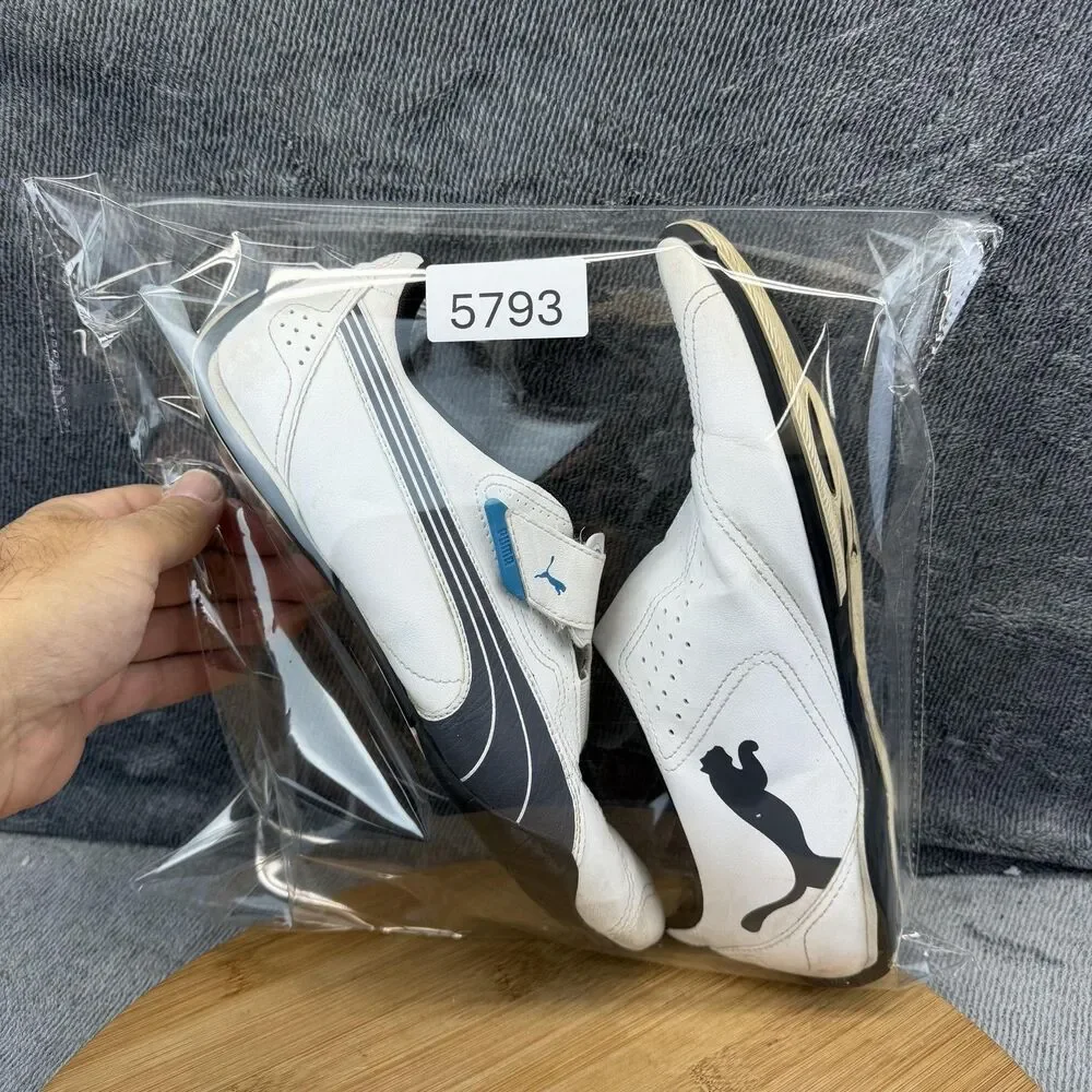 Puma Leather Shoes Mens Size 8.5 White Driving Low Top Sneakers 185999-06